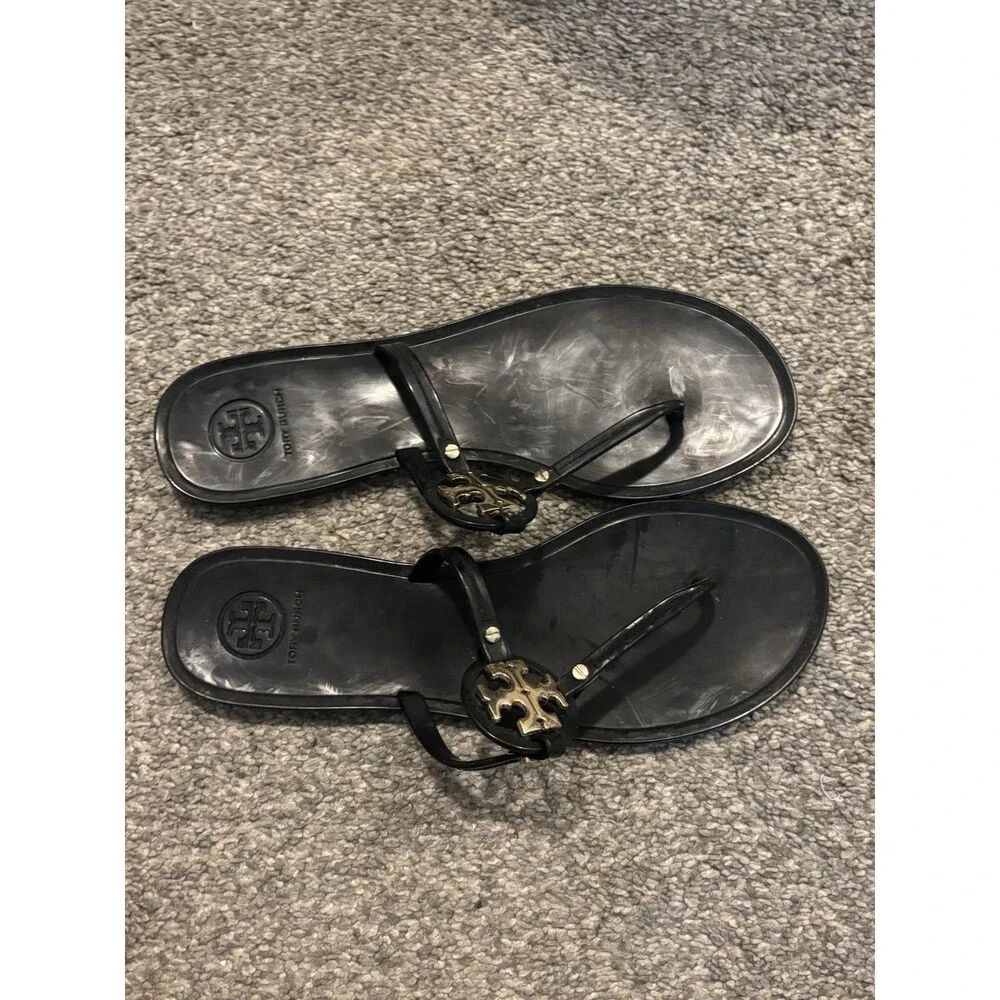 Tory Burch Women's Mini Miller Flat Jelly Thong Sandals US 9M Black